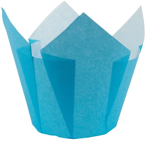 Demmler Pirottini per muffin tulipani, a tulipani, colore: azzurro, dimensioni: 14 x 14 x 14 x 14 cm, 24 pezzi, made in Germany