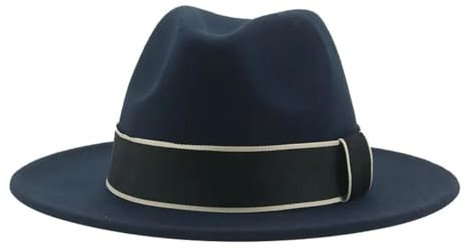 FULUJIDI Fedora Trilby Filzhut Hut Herren Kappen Hüte Für Männer Frauen Hut Panama Vintage Formale Hochzeit Dekorieren Gürtel Band Hut 52-54Cm (Kinder) Marine