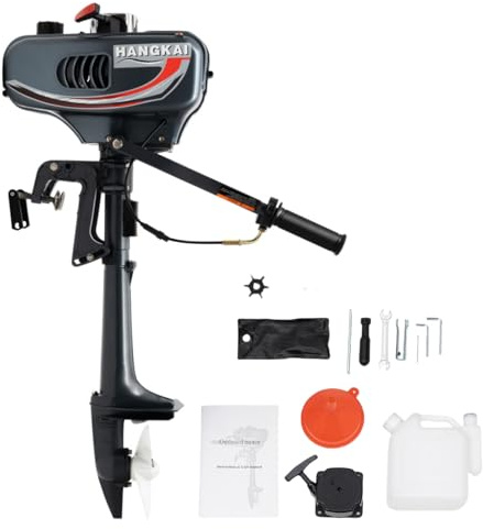DAOHHFO Aussenborder Benzinmotor 3.5 PS 2 Takt 49CC Leistungsstarker 2-Takt Außenborder Bootsmotor (Kurzer Schaft) Außenbordmotor Schlauchboote Fischerboote Bootsmotor Angeln (EU Stock)