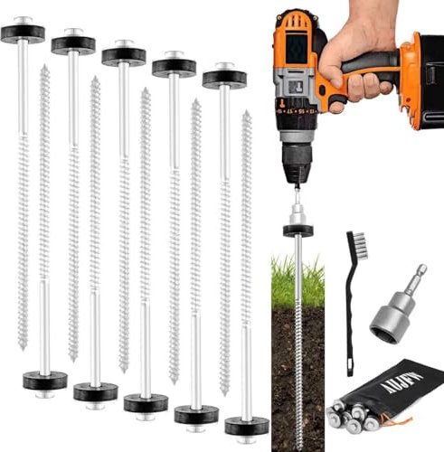 15 Pcs 12 Hex Drillable Tent Stakes, Hex Heavy Duty Metal Ground Pegs, Screw in Camping Spikes, for Garden Canopies Grassland Canopies Awnings Camping Travel (Hex Tool and Storage Bag)