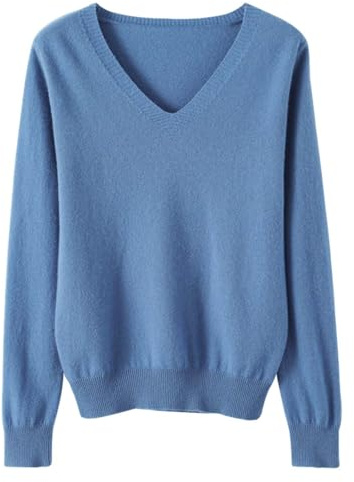 Pull en tricot noir pour femme - Col en V - Manches longues - Automne - Hiver - Tricot fin - Confortable - Doux - Léger - Couleur unie - Coton - Streetwear - Pull surdimensionné