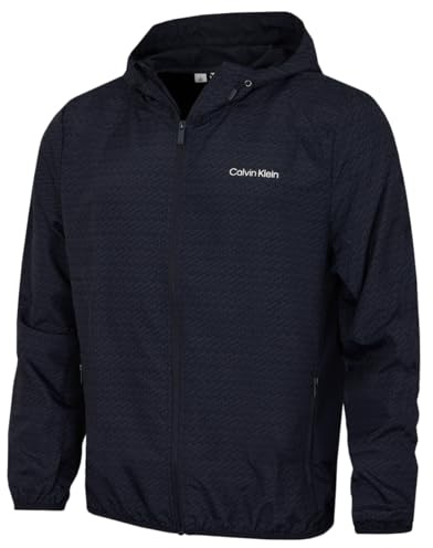 Calvin Klein Mens Printed Windbreaker Jacket - Navy - M