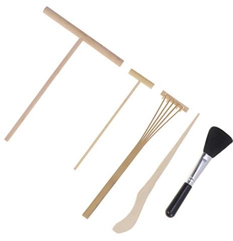 KOMBIUDA 5pc Japanese Zen Garden Tool Set Mini Hand Cultivator Rake for Microlandschaft Professional Mini Grass Rake for Weeding