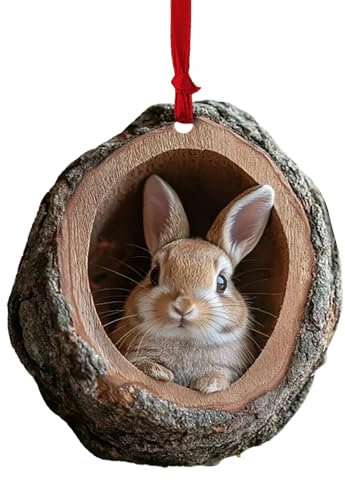 Decoration Noel, Ornement De Noël en Forme d'animal, Décoration d'animaux De La forêt, Ornement à Suspendre,Raton Laveur Hibou écureuil hérisson Lapin (Les Lapins)