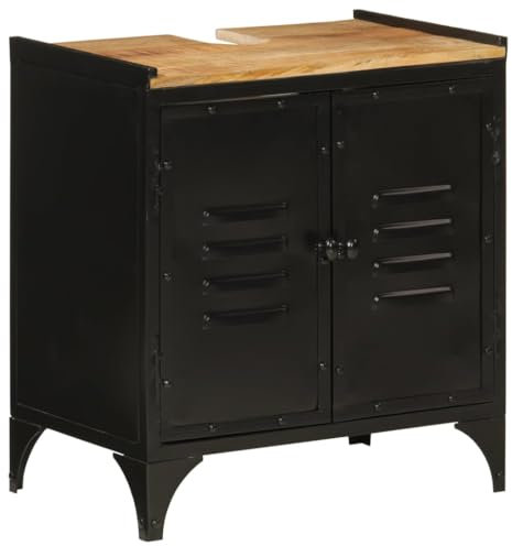 ShGaxin Waschbeckenunterschrank 55x35x60 cm Eisen und Massivholz Mango, Unterschrank Waschbecken, Badezimmer Unterschrank, Unterschrank Bad, Badezimmerschrank, Badmöbel, Badschrank - 358564
