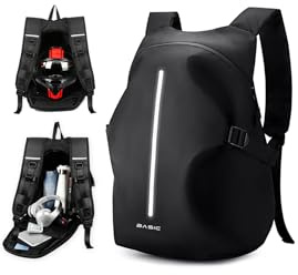 WEPLAN Zaino Portacasco da Moto, Zaino Uomo Donna Impermeabile Cinturino per Casco da Moto, Nero L