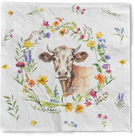 Mank Tissue Serviette Molly 3-lagig, 100 Stück – Fröhliches Blumenmotiv für Frühling & Sommer, Servietten perfekt für Hochzeiten, Gartenpartys und Geburtstagsfeiern (33 x 33 cm, 1/4-Falz)
