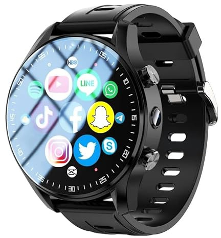 JINSHANGZI Reloj inteligente 4G de lujo, tarjeta SIM, cámara dual, videollamada de 8 G + 128 GB ROM con Wifi GPS, impermeable, Google Play Store para hombres y mujeres, regalo (negro, RAM 4 GB ROM 64