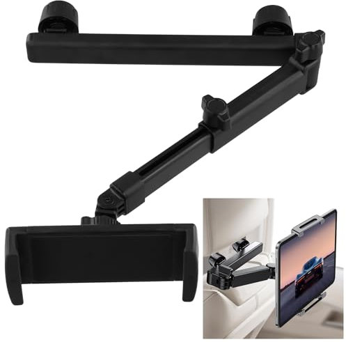 Daelesr Support Tablette Voiture, Porte Tablette Voiture, Support Extensible pour Tablette Appuie-tête, Supports Aluminio Rotation 360 pour 4-12.9in Tab