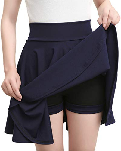 Jupe Short Femme Taille Haute- Jupe Plissée Couleur Unie Sport 2 en 1 Classiques Fluide Élasticité Comfortable Simple Comfortable Chic Et Élégants De Tous Les Jours Casual De Jogging Skirt