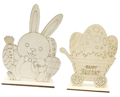 Vaguelly 2stücke Holz Ostern Elemente Ornamente Für Schreibtischornament DIY Dekoration Requisiten Geeignet Für Fenster Zuhause Büro Wohnzimmer Einkaufszentren