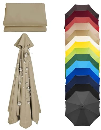 XEISYO 6/8 Ribs Replacement Parasol Canopy, 2m/2.3m/2.5m/2.7m/3m Patio Umbrella Replacement Canopy, Parasol Cover for Outdoor Table Market Yard