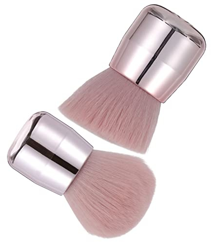 Warmhm Loose Powder Makeup Brush Set 2pcs Mushroom Shape Face Powder Blush Foundation Brushes Portable Cosmetic Tools for Travel and Daily Use