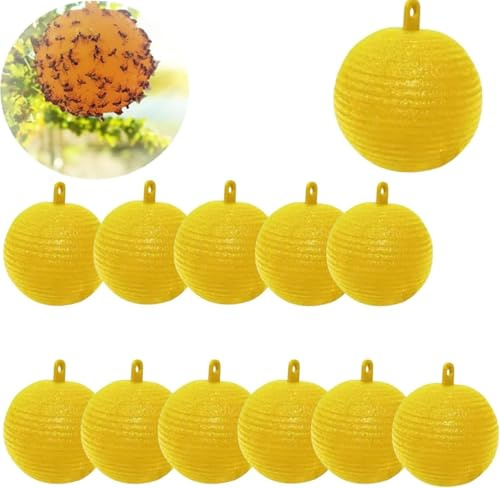 12 Anti-Fliegenkugeln, hängende Fliegenfalle, Fliegenfänger, klebriger Ball, klebriger Ball, klebriger Ball, Anti-Fliegenfallen, Insektenfänger, externer Mückenfänger innen.