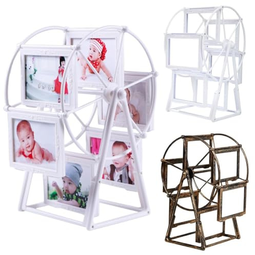 YUYQAQ Rotatable Windmill Ferris Wheel Picture Frames,Tabletop Family Tree Photo Frames,DIY Cute Multiple Carousel Photo Frames for Home Decor Birthday Gifts,Hold 6 Photo