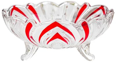 Zymoplas Crystal Glass Fruit Bowl Durable and Reliable Addition to Modern Homes Creative Household Coffee Table Candy Pot, Red