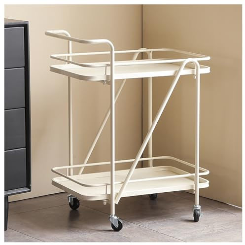 2 Tier Stainless Steel Restaurant Shelf Cart with Silent Swivel Wheels & Brake Reinforced Structure High Temperature Oven Paint Finish Ideal for Kitchen Storage