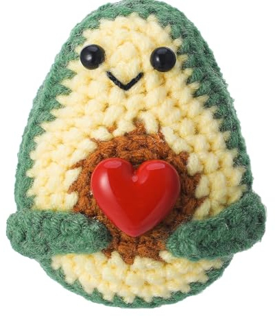 Avocado Kuscheltier Pocket Hug Glücksbringer Kuscheltier mit Herz & 2pcs 30mm Edelstahl Münzen, Positive Geschenke Mutmacher Kinder, Trost Geschenke & Süße Geschenkes zum Geburtstag, Gute Besserung G