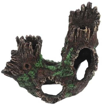 ibasenice Décoration Aquarium Résine Cachette Poisson Tronc Arbre Creux Décor Paysage pour Betta Tortues