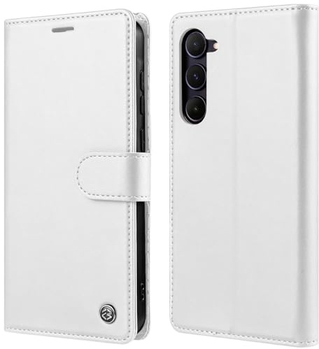 KOGENG Handyhülle für Samsung Galaxy S23 Leder PU Hülle, 3 Card Kartenfach Wallet Ständer Smartphone Schutzhülle Stoßfest Flip Case für Samsung S23 5G Klapphülle Cover (Weiß)