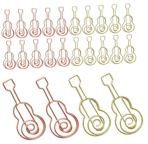 PLAFOPE 40 Stück Teiliges Metall Büroklammern in Gitarrenform Kreative Musikthemen klammern für Dokumente Notizen und Bastelprojekte Stabile Lesezeichen für Schule Büro und