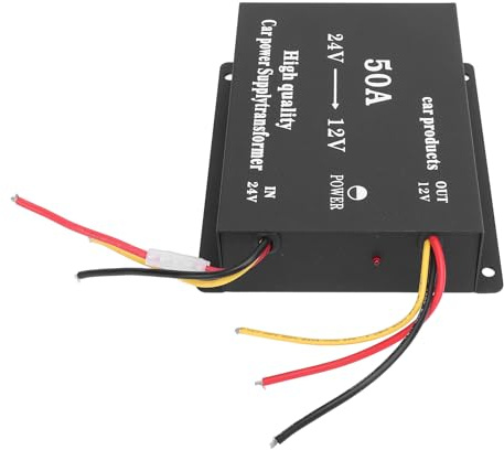 Fabater Convertitore di Alimentazione Stabile Portatile Riduttore di Tensione Compatto 24 V a 12 V per Veicoli Ricreativi e SUV (50A)