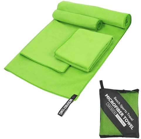 Yoodriy Set di 3 Asciugamani Microfibra, 1 Asciugamano Grande (180x60 cm) + 2 Asciugamani Piccoli (80x40 cm), Leggeri e ad Asciugatura Rapida Asciugamani per Palestra, Viaggio, Spiaggia e Piscina