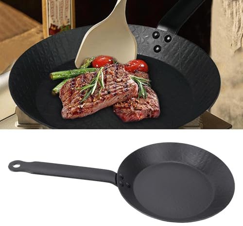 Ausla Acero Al Carbono Sartén para Tortillas Sartén de Acero Al Carbono Antiadherente para Bistec Huevos Panqueques con Distribución de Calor Compatible con Inducción (L)