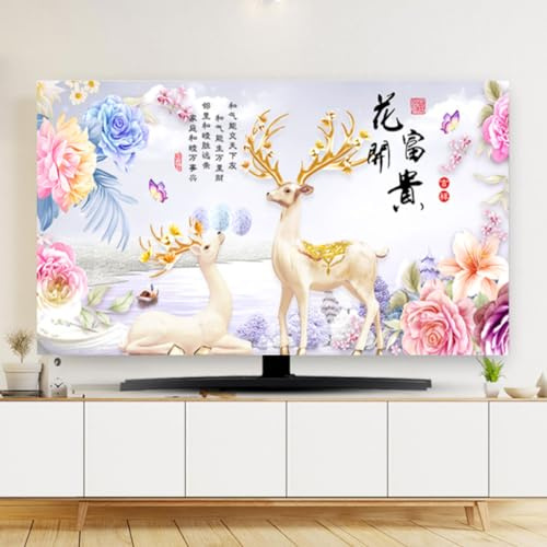 BMKGODN Decoration 32-80in TV Cover Dust Proof Television Screen Protector For LCD LED Wall Mount Curved Desktop Monitor Room(C,80IN)