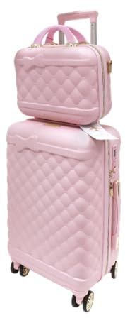 Camomilla Milano Set 2 pz Valigeria, Trolley (40 lt.) + Vanity Case (15 lt.), Materiale Rigido, Ruote Pivotanti, Collezione Ribbon, Colore Baby Pink