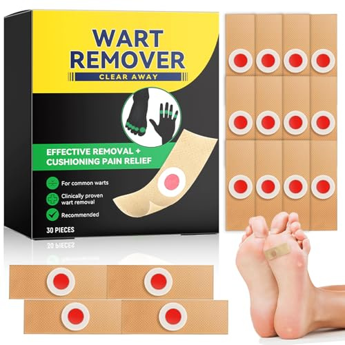 Warzenentferner Pflaster zur Entfernung von Warzen und Hühneraugen an Füßen, Händen und Zehen, schnell wirksam, effektive Linderung, sanfte Formel (30 Stück (1er Pack))