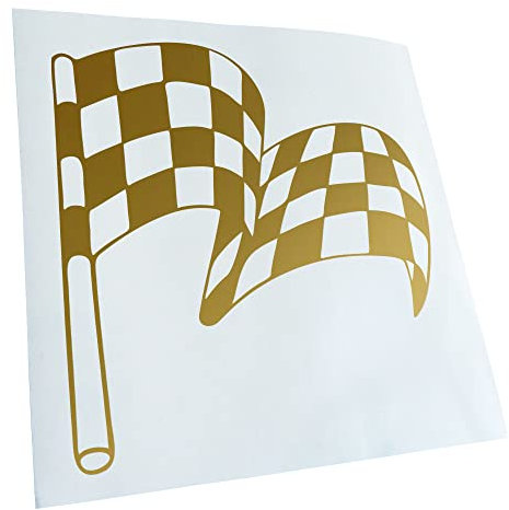 Kiwistar - Autoaufkleber - Gold - 60 x 55 cm - Zielflagge - Heckscheibenaufkleber Auto Aufkleber wetterfest für Kfz LKW Mofa Truck - Sticker außen selbstklebend Tuning Zubehör für Fenster Fahrzeug