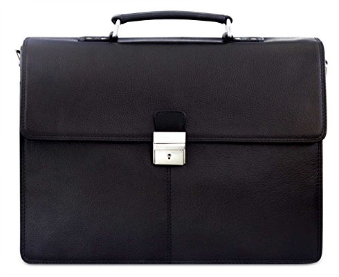 STILORD Herren Aktentasche Dokumententasche Laptoptasche Business Büro Tasche mit Schultergurt echt Leder Schwarz