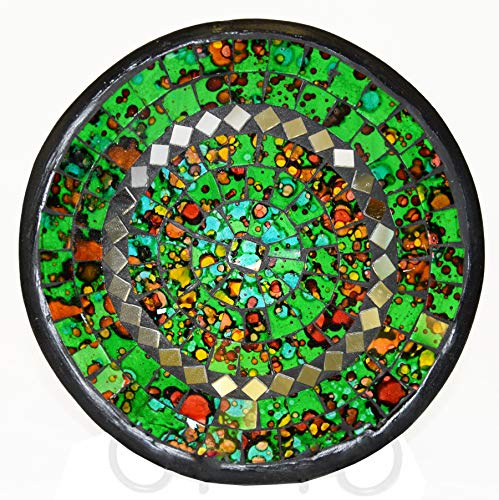 Simandra Mosaikschale Tonschale Glasschale Dekoschale Mosaik Kunsthandwerk Glassteine Deko rund Spiegel L Farbe Grün