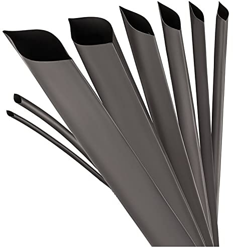 ISOLATECH Schrumpfschlauch Ø40mm x 1m 3:1 Schwarz mit Kleber | Meterware, Polyolefin, Zum Isolieren von Kabeln und Lötverbindungen, UV-Beständig, Unbeschriftet