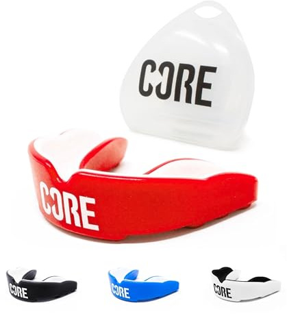 Core Protector bucal de protección con Funda, Protector de encías Ajustado Adecuado para niños, Adolescentes y Adultos, para Todos los Deportes de Contacto, BMX, Scooters y patineta, Color Rojo