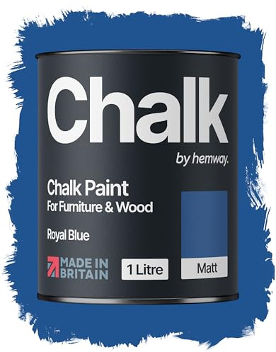 Hemway Chalk Paint Royal Blue Furniture Paint 1L, Matt Finish Shabby Chic, Chalk Furniture & Walls, Quick Dry & 1 Coat