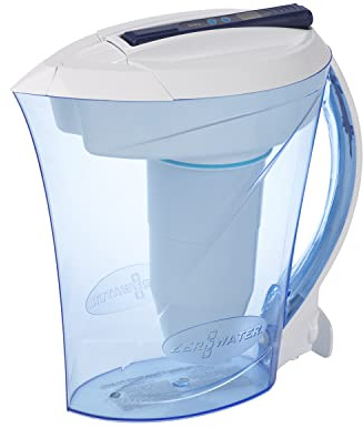 ZeroWater ZD-010rp, 10 Cup 5-Stage Water Filter Pitcher, NSF Certified to Reduce Lead, Other Heavy Metals and PFOA/PFOS, Blue and White