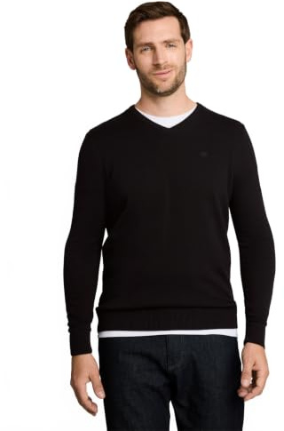 TOM TAILOR 202212 Strickpullover V-Ausschnitt Jersey básico para Hombre, Negro (29999 - Black), XXL