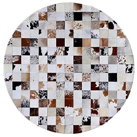 Große Kuhfell Teppich Patchwork Runde Pelz Teppiche für Wohnzimmer Schlafzimmer Kinder-Zimmer Modern Geometrische Große Design Home Decor (100CM~150CM)