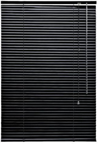 Alu Jalousie viele Größen und Farben Aluminium Lamellen Rollo Faltrollo Jalousette Wandmontage Deckenmontage Tür Fenster Sonnenschutz Sichtschutz Blendschutz Hitzeschutz (110 x 160 cm, Schwarz)