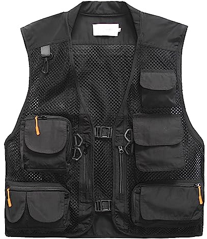 Freiesoldaten de los Hombres Multi Bolsillo Chaleco Al aire libre Pescar Cámping Desgastar Malla Transpirable Casual Chaleco