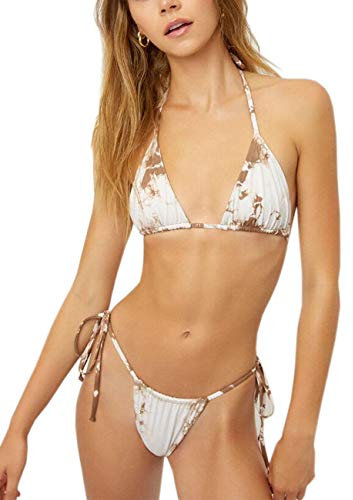 IBIZA VIBE 2-teiliges Triangel-Bikini-Set, brasilianisch, hoher Schnitt, Badeanzüge für Frauen - Braun - Small