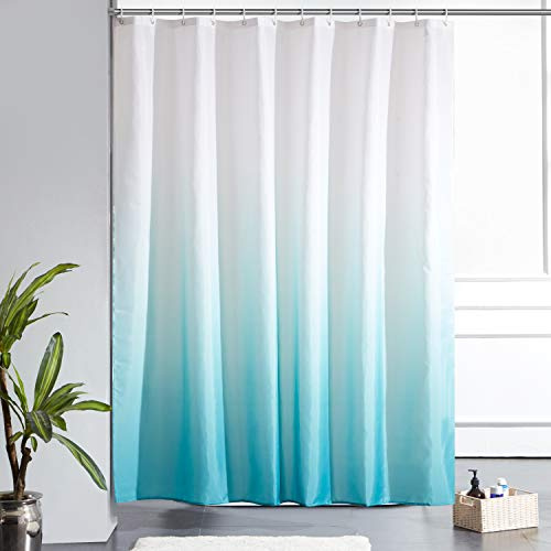 Furlinic Duschvorhang Weiß nach Aquamarine 180x180cm für Badewanne Textil | Stoff Waschbar Und Antischimmel Wasserdicht Meer Badvorhang mit Beschwerter Saum Hochwertig mit 12 Duschvorhangringen.