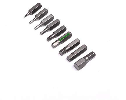 Barnwell Set of 9 Hexagon/Hex/Allen Metric Screwdriver Bits 1.5,2,2.5,3,4,5,5.5,6,8mm