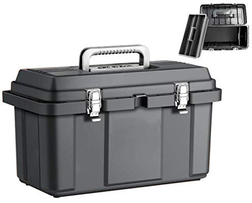 3-layer Tool Boxes, Portable Tool Chest With Detachable Tool Tray Metal Locking Cover For Tool Parts Storage And Transportation Rugged Toolbox, B