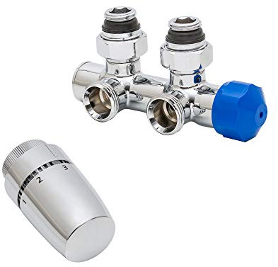 Schulte EP3767002 Mittenanschlussgarnitur Eck Thermostat-Set, verchromt