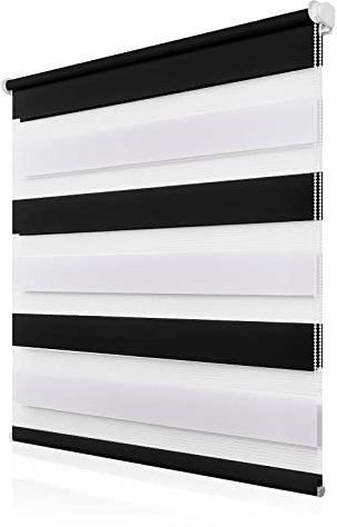 Doppelrollo Klemmfix ohne Bohren 50x130cm(BxH), Rollos für Fenster ohne Bohren Schwarz-Weiß, Duo Rollo Klemmrollo, Lichtdurchlässig & Sichtschutz,Fenster Rollos für Innen