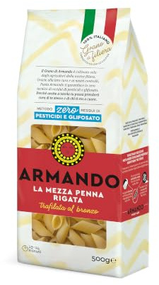 ARMANDO La Mezza Penna Rigata, Pasta di Semola di Grano Duro, 12x500g | Trafilata al Bronzo, Grano 100% Italiano di Filiera, Totale 6 kg