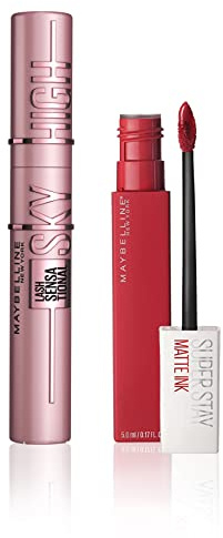 Maybelline New York Geschenkbox für Augen Sky Is The Limit, inklusive verlängerender Mascara Sky High und langanhaltender Lippenfarbe, Matte Ink Pioneer (20)